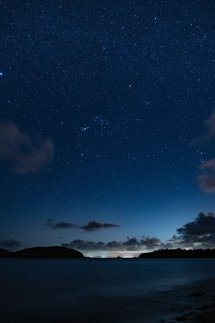 Starry sky over the island.