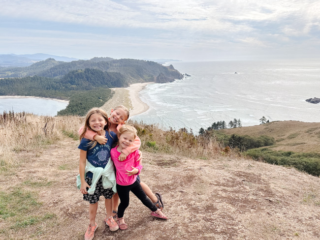 My kids at the lower viewpoint on the Cascade Head trail