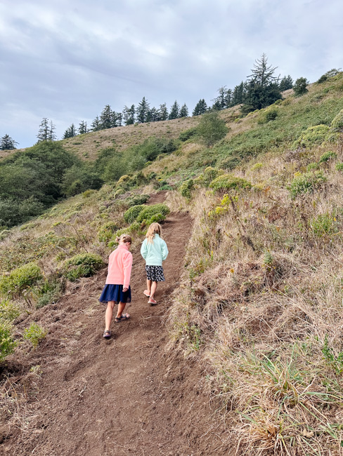 My older kids hiking up to the upper viewpoint along the Cascade Head trail